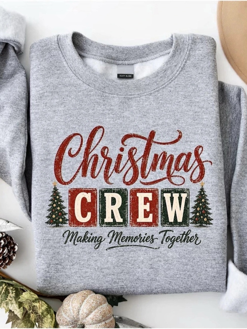 Gildan Heavy Blend Crewneck Sweatshirt Christmas Crew Graphic Sweatshirt Gray